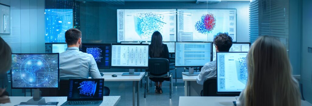 Une équipe d’ingénieurs en informatique développe la technologie des réseaux neuronaux en apprentissage automatique.