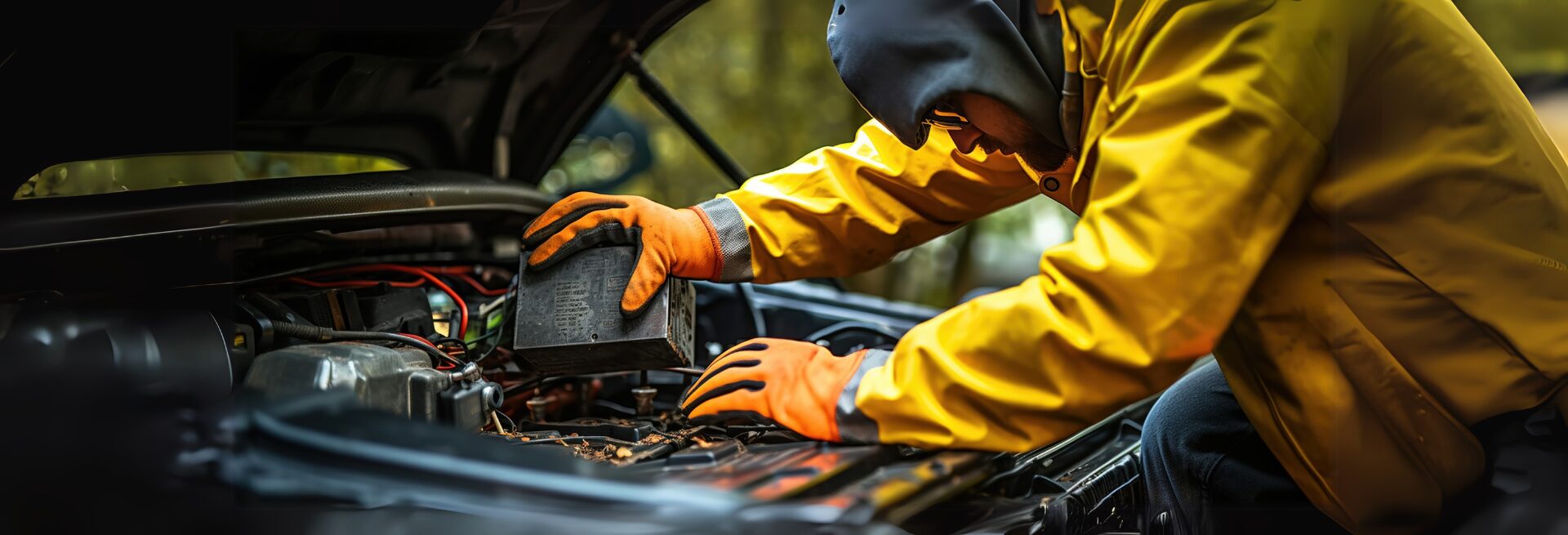 Un technicien de recyclage des batteries examinant la batterie d'un véhicule électrique.