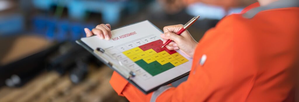 an employee working on risk management