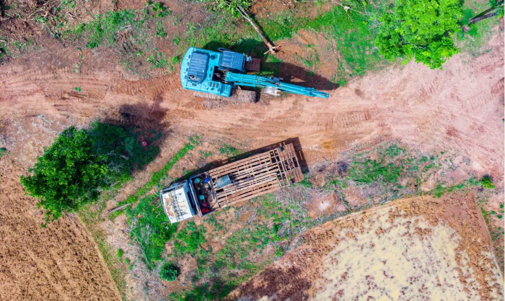 vista aerea di una zona di deforestazione
