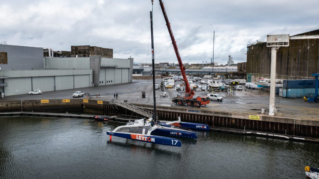The Ocean Fifty Leyton is launched in Lorient with a central rudder and a new mast