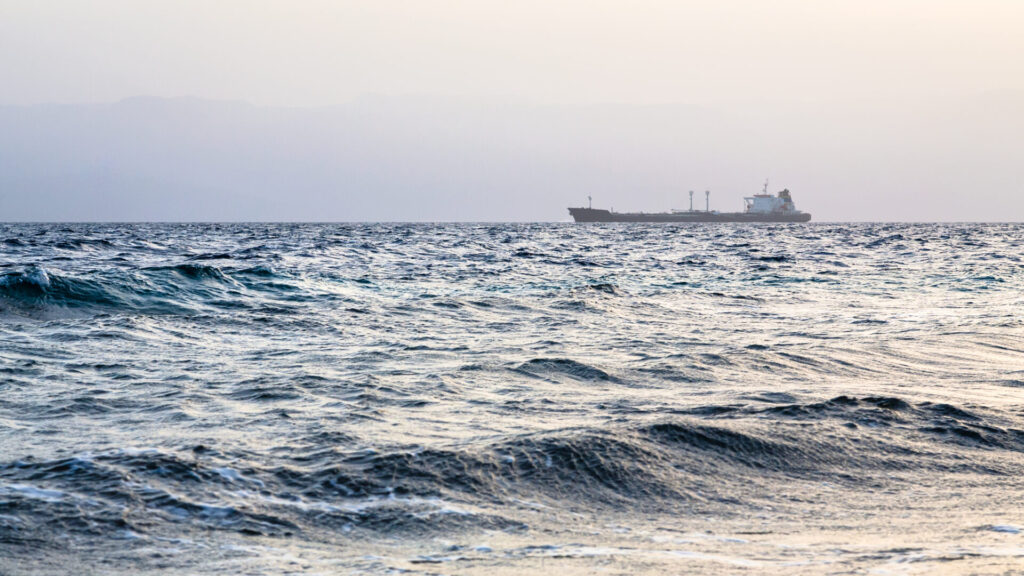 evening twilight over Gulf of Aqaba in winter