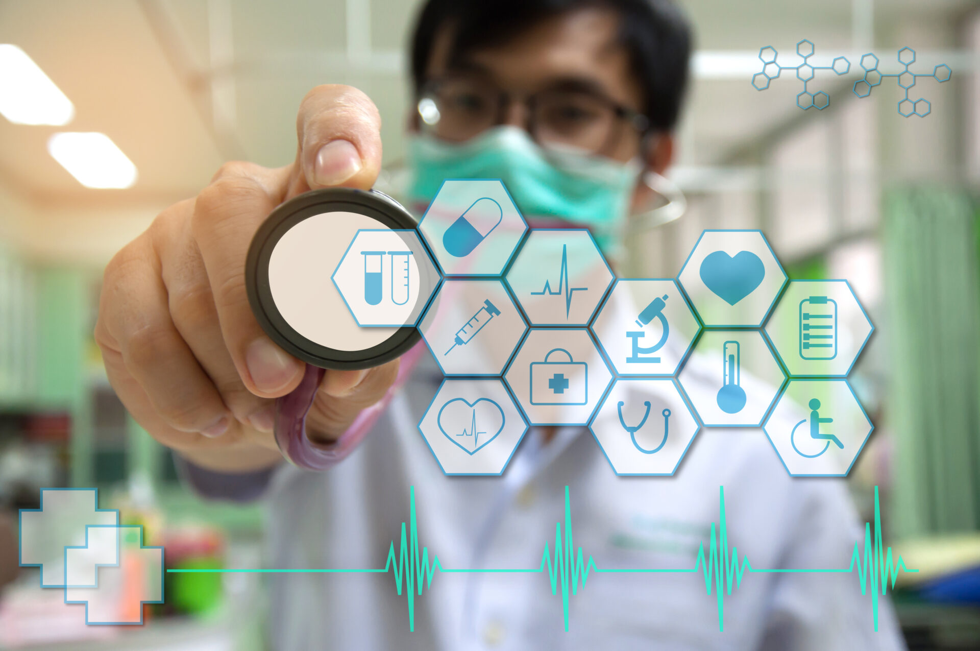 doctor-with-stethoscope-surrounded-by-medical-icon