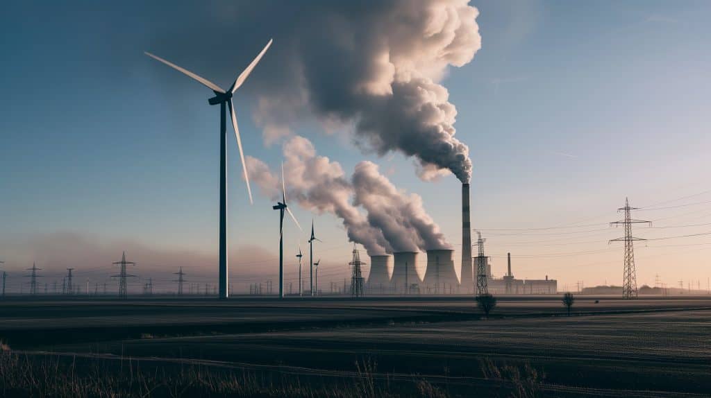 wind-turbines-and-coal-plant-in-rural-landscape